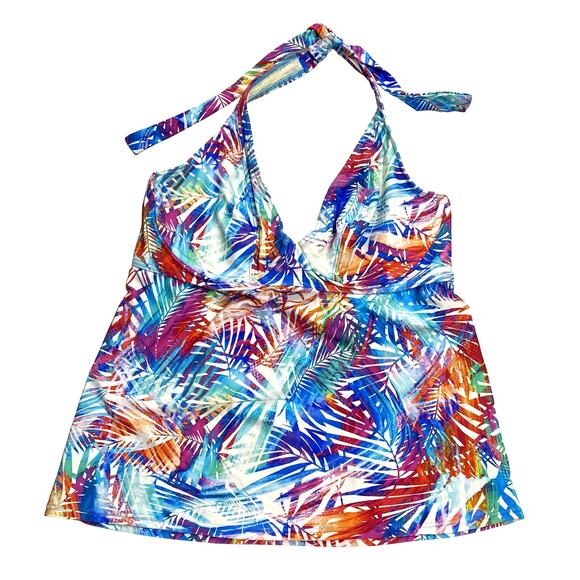 Island Palms Halter Tankini Top by SUNSETS Size 34DD - Picture 2 of 10